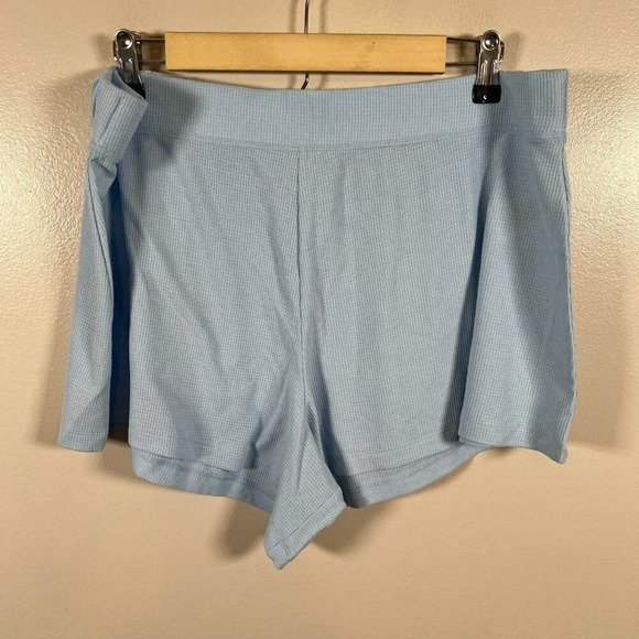Athleta Wind Down Sleep Short Waffle Knit Size 1X Blue Lounge Comfy Soft Travel - Picture 2 of 8